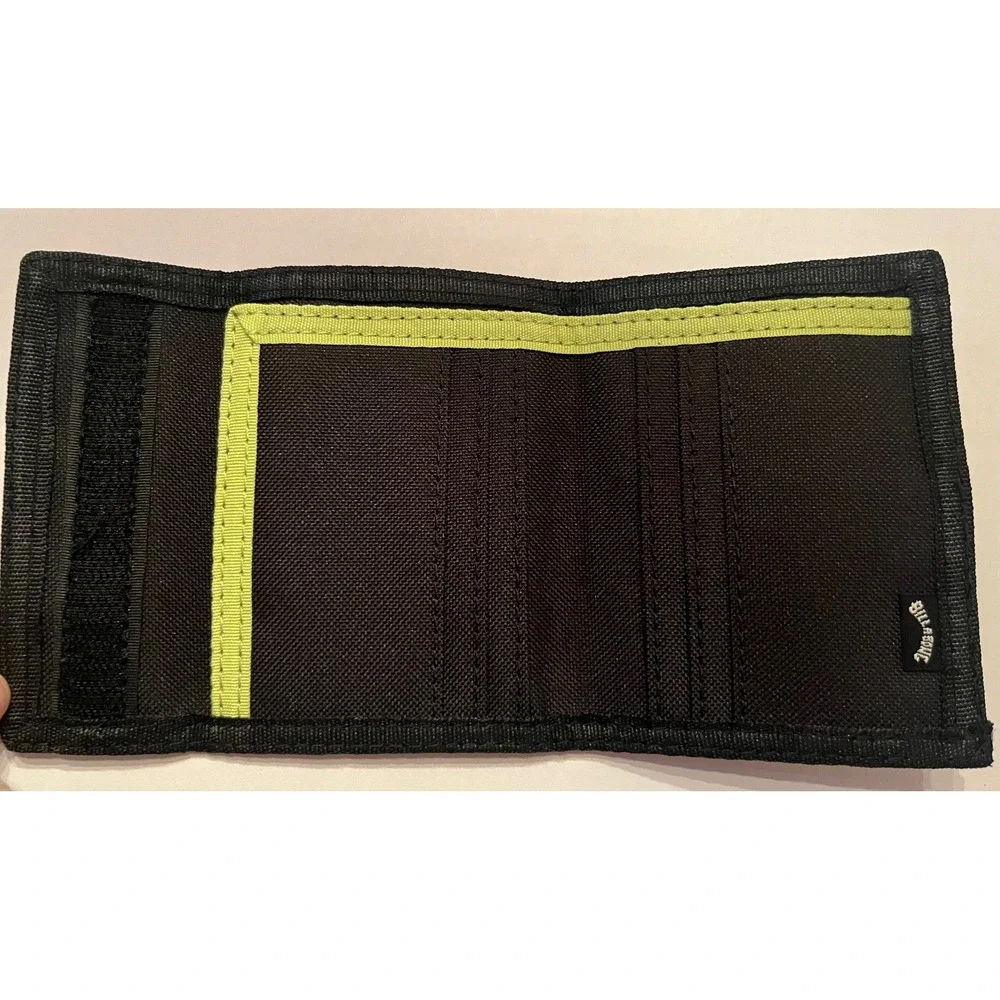 Billabong Tri-Fold Tribong Wallet with Zipper Pouch and Card Holder Black Velcro